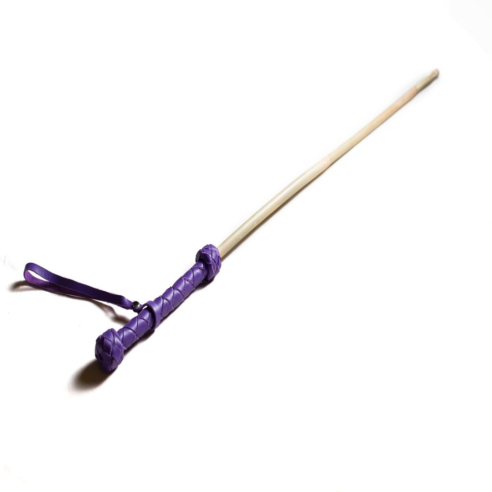 MarquiseDeBliss Bamboo Handcrafted Riding Crop Stick - 29.5" Riding Accessory with Genuine Leather Handle - Premium and Gentle Crops for Horses (Purple)