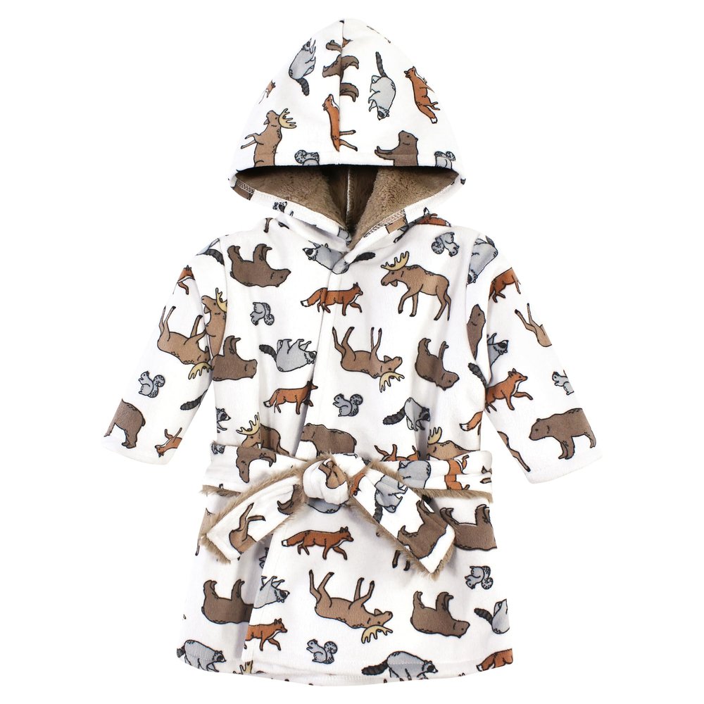 Hudson Baby Unisex Baby Mink with Faux Fur Lining Pool and Beach Robe Cover-ups, Animal Adventure, 6-12 Months