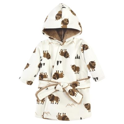 Hudson Baby Unisex Baby Mink with Faux Fur Lining Pool and Beach Robe Cover-ups, Wild Buffalo, 6-12 Months