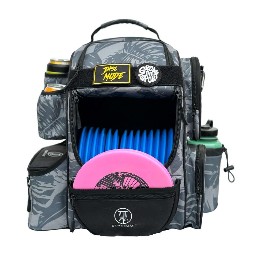 STAR FRAME Beast Disc Golf Bag With Cooler | 25+ Disc Frisbee Golf Backpack | 3-Can Insulated Cooler | Light Durable Gray Men Women Disc Golf Bag | Huge Storage & 12oz Can Holders