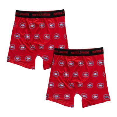Calhoun NHL Surf & Skate Mens Boxer Briefs with Scatter Team Logo - 2 Pack (Small, Montreal Canadiens)