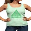 Go All Out X-Large Mint Women Fitted Cute Swirly Merry Christmas Modern Tree Holiday Party Sleeveless Tank Top T-Shirt view 2