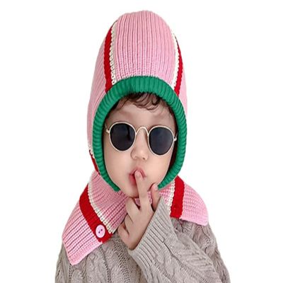 WITHMOONS Baby Girls Boys Winter Hat - Toddler Knitted Hood Scarf Beanies Hat YZJ0231 (Pink)