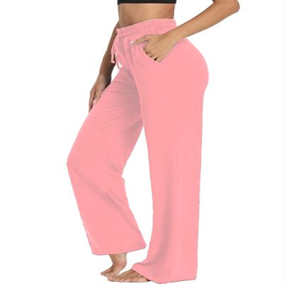 DIGITMON Womens Comfort Loose Fit Wide Leg Jogger Lightweight Yoga Running Pants with Pockets (Pink, 2X-Large)