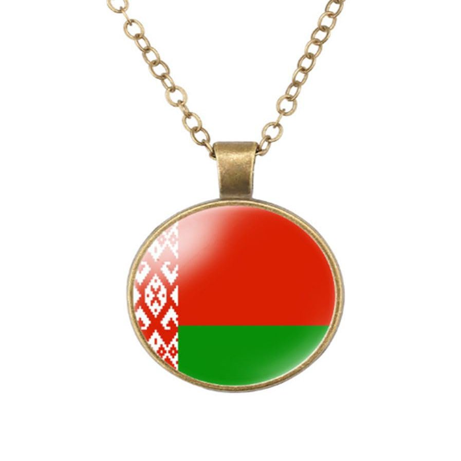 EnigmaGlow Belarus Byelorussia Flag Zinc Alloy Necklace Pendant Necklace for Men Women (Belarus)