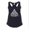 Go All Out Medium Black Women Fitted Cute Swirly Merry Christmas Modern Tree Holiday Party Sleeveless Tank Top T-Shirt view 1