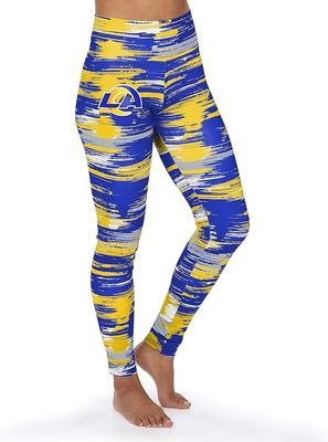 Zubaz NFL Los Angeles Rams Team Color Brushed Paint Leggings, Large