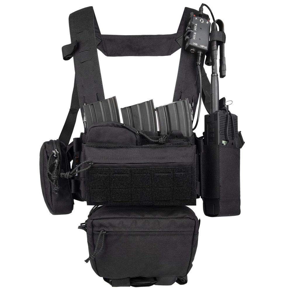 BOMTURN Tactical Chest Rig Waterproof Micro Chest Rigs 1000D Adjustable Detachable Modular Molle Chest Rig Mag Carrier