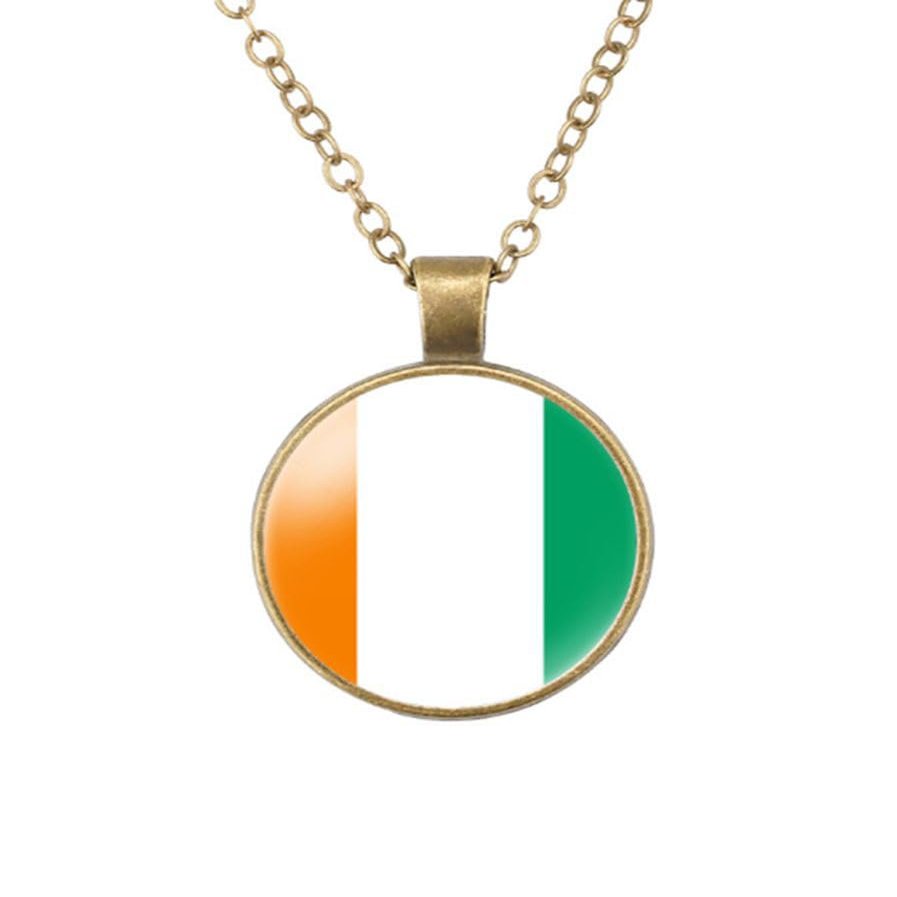 EnigmaGlow Cote D'Ivoire Flag Zinc Alloy Necklace Pendant Ivory Coast Necklace for Men Women (Cote D'Ivoire)