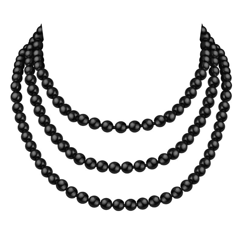 150cm Long Layered 1920s Imitation Pearl Choker Necklace Baroque Strands Beads Pearl Choker for Women Wedding Bridal Jewelry Gifts-black