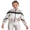 Aislor Kids Girls Shiny Baseball Jacket Long Sleeve Sparkle Metallic Zipper Bomber Jacket Coat Outerwear Clubwear Type B Silver 12 Years view 2
