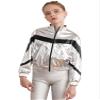 Aislor Kids Girls Shiny Baseball Jacket Long Sleeve Sparkle Metallic Zipper Bomber Jacket Coat Outerwear Clubwear Type B Silver 12 Years view 3