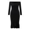 Oplxuo Off Shoulder Sequin Short Party Dresses for Women with Sleeves Glitter Ruffle Hem Slit Mini Formal Prom Cocktail Gown Black view 2