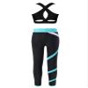 dPois Girls 2 Piece Dance Outfit Racer Back Crop Tank Sport Bra and Gymnastics Leggings Yoga Pants Set Gym Tracksuit Striped Green 11-12 view 2
