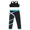 dPois Girls 2 Piece Dance Outfit Racer Back Crop Tank Sport Bra and Gymnastics Leggings Yoga Pants Set Gym Tracksuit Striped Green 11-12 view 3