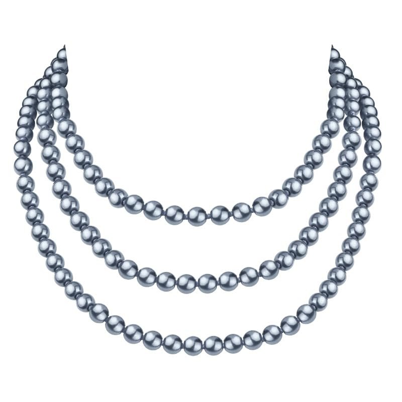 150cm Long Layered 1920s Imitation Pearl Choker Necklace Baroque Strands Beads Pearl Choker for Women Wedding Bridal Jewelry Gifts-grey