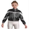 Aislor Kids Girls Shiny Baseball Jacket Long Sleeve Sparkle Metallic Zipper Bomber Jacket Coat Outerwear Clubwear Type B Black 16 Years view 1