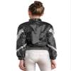 Aislor Kids Girls Shiny Baseball Jacket Long Sleeve Sparkle Metallic Zipper Bomber Jacket Coat Outerwear Clubwear Type B Black 16 Years view 2