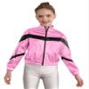 Aislor Kids Girls Shiny Baseball Jacket Long Sleeve Sparkle Metallic Zipper Bomber Jacket Coat Outerwear Clubwear Type B Pink 14 Years view 1