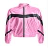 Aislor Kids Girls Shiny Baseball Jacket Long Sleeve Sparkle Metallic Zipper Bomber Jacket Coat Outerwear Clubwear Type B Pink 14 Years view 3