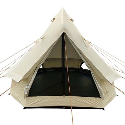 DANCHEL OUTDOOR B2 Portable Yurt with Stove Jack for Winter Camping, 4 Season Bell Tent Large Hot Tent 4 Person Family Camping Glamping Party 300D Oxford Khaki, 13ft/4m
