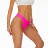 Bellecarrie Womens Cheeky Brazilian Scrunch Butt Bikini Bottoms Low Rise High Cut Sexy Womens Swim Bottoms High Leg Rave Bottoms, Hot Pink, XL view 4