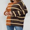 INXKED Women Striped Oversized Pullover Sweater Crew Neck Color Block Long Sleeve Loose Soft Knit Casual Fall Tunic Tops (01,S) view 2