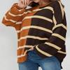 INXKED Women Striped Oversized Pullover Sweater Crew Neck Color Block Long Sleeve Loose Soft Knit Casual Fall Tunic Tops (01,S) view 4