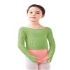 Daydance Boat Neck Girls Dance Sweater Long Sleeve Ballet Warm Up Crop Top for with Thumb Holes, A Size Up Green view 1