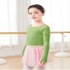 Daydance Boat Neck Girls Dance Sweater Long Sleeve Ballet Warm Up Crop Top for with Thumb Holes, A Size Up Green view 3