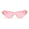 COTIA Bling Pearl Diamond Cat Eye Sunglasses for Women Fashion Crystal Rhinestone Cute Party Decorations Sun Glasses (pink) view 1