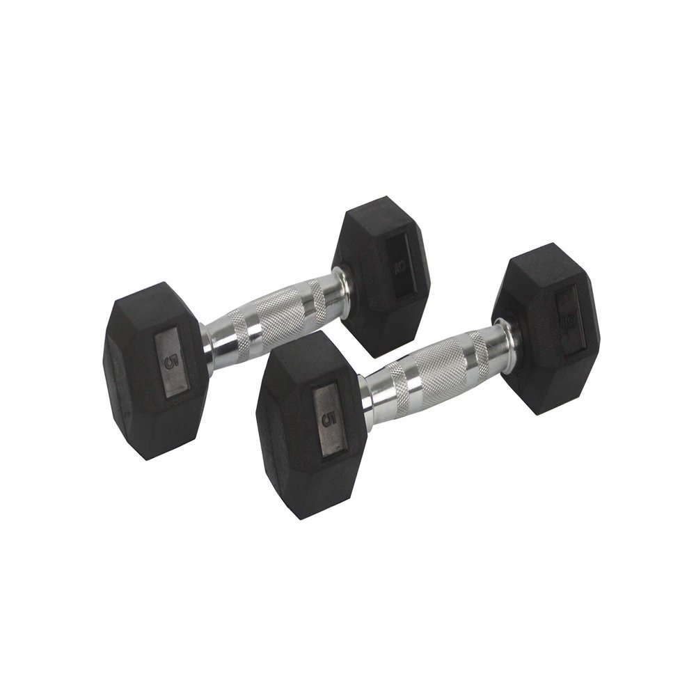 FixtureDisplays Rubber Dumbbell in Pair - with Metal Handles Pair of Two 5 lbs Dumbbells 15187NEW-FBA