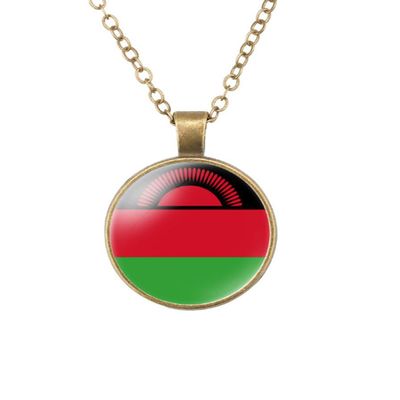 EnigmaGlow Malawi Flag Zinc Alloy Necklace Pendant Necklace for Men Women (Malawi)