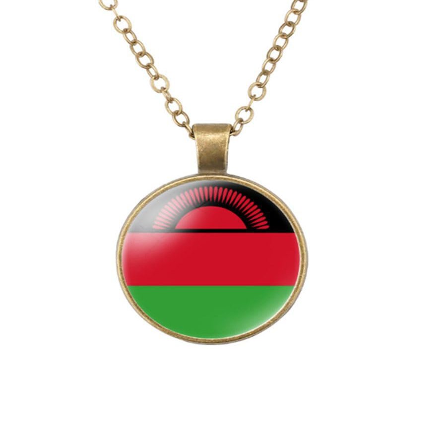 EnigmaGlow Malawi Flag Zinc Alloy Necklace Pendant Necklace for Men Women (Malawi)