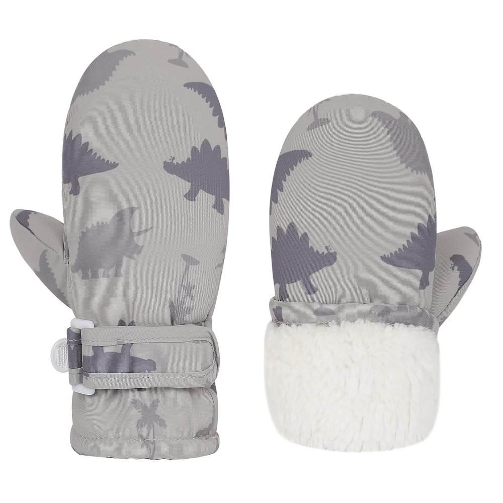 Urban Virgin 2 Packs Baby Boys Toddler Kids Winter Mittens Lined Fleece Warm Waterproof Ski Snow Gloves For Boys Girls E1307grey 2-4 Months