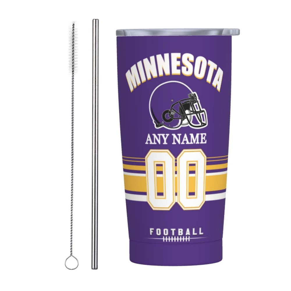 Custom Minnesota Tumbler, Personalized Name and Number Tumbler Cup, Customized Stainless Steel Travel Coffee Mug Keeps Drinks Cold and hot Gifts for Men Women Fans