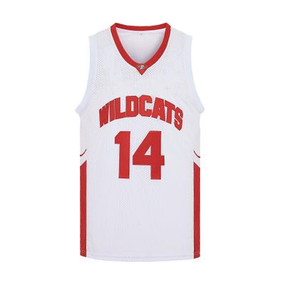 CAIYOO Mens Wildcats High School Jersey 14 Troy Bolton 8 Chad Danforth Basketball Jersey (14 White, XX-Large)
