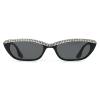 helena Small Cute Cat Eye Sunglasses for Women Trendy Shiny Bling Diamond Rectangular Rhinestone Sun Glasses (black+leopard) view 2