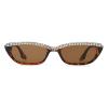 helena Small Cute Cat Eye Sunglasses for Women Trendy Shiny Bling Diamond Rectangular Rhinestone Sun Glasses (black+leopard) view 3