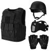 Cuffbow 4 Packs Tactical Vest Helmet Gloves Mask Set Paintball Vest Paintball Airsoft Fast Helmet Mask Gloves(Black) view 1