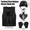 Cuffbow 4 Packs Tactical Vest Helmet Gloves Mask Set Paintball Vest Paintball Airsoft Fast Helmet Mask Gloves(Black) view 2