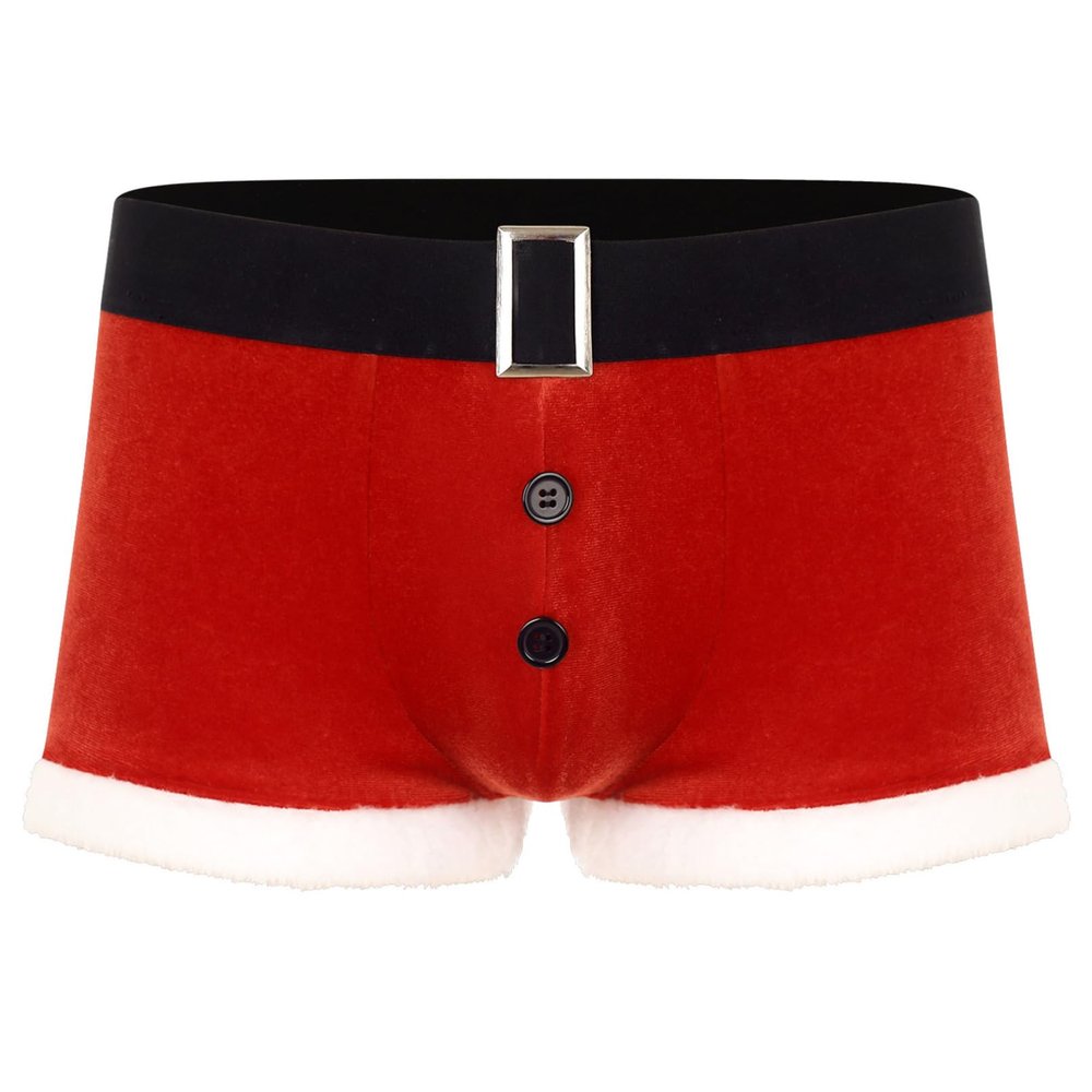 HULIJA Men's Sexy Santa Claus Christmas Boxer Shorts Funny Guys Xmas Holiday Trunks Underwear Red#01 3X-Large