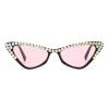 Diamond Cat Eye Sunglasses Women Retro bling Rhinestone Sun Glasses Crystal Sparkling Triangle Luxury Jeweled Eyewea (black+pink) view 3