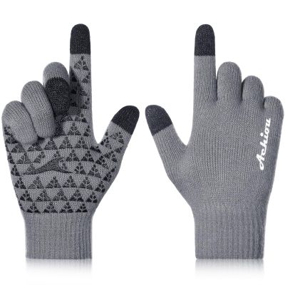 Achiou Winter Gloves, Glove for Men Women, Upgraded Touch Screen Texting Warm Running with Thermal Soft Knit Lining