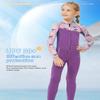 WYYHAA Kids Wetsuit for Girls, 2.5Mm Neoprene Swimsuits Long Sleeve Front Zipper in Cold Water Warmth for Diving Surfing Swim Lessons, Purple,XL view 3