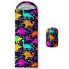 Sleeping Bags for Adults and Kids Camping Sleeping Bags for Girls and Boys Lightweight Waterproof Cold/Warm 3-Season Outdoor Travel with Compression Bags (Colorful Dinosaur, Single -31.5x90.5) view 1
