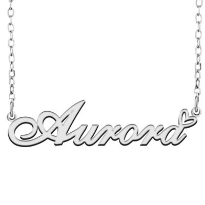 A168A Aurora Custom Name Necklace Customized Personalized Plated Name Necklace for Mother Daughter Christmas New Year Silver