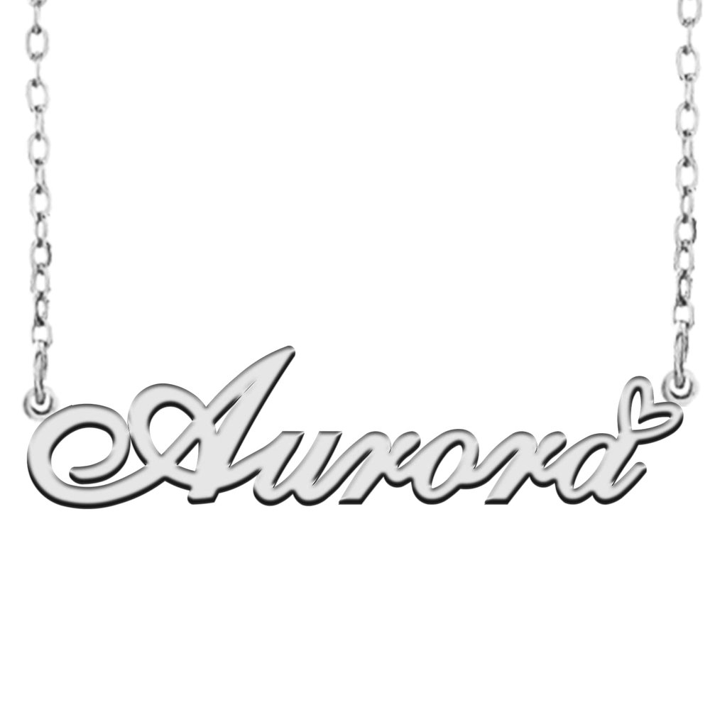 A168A Aurora Custom Name Necklace Customized Personalized Plated Name Necklace for Mother Daughter Christmas New Year Silver