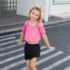 Perfashion Girls Crop Tops Chiffon Short Sleeve Rosen Shirts Swiss Dot Tops for 8-9 Years Kids Tunics Blouses view 3