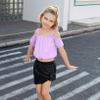 Perfashion Girls Puff Short Sleeve Shirts Cute Chiffon Swiss Dot Purple Crop Top Solid Tunic 12-13 Years view 3
